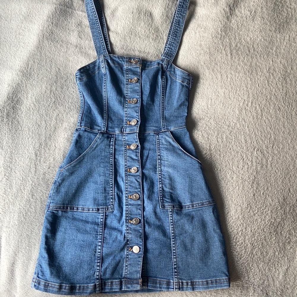 Denim button up overall dress H&M